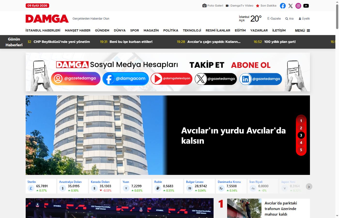 Damga Gazetesi ana sayfa tasarımı