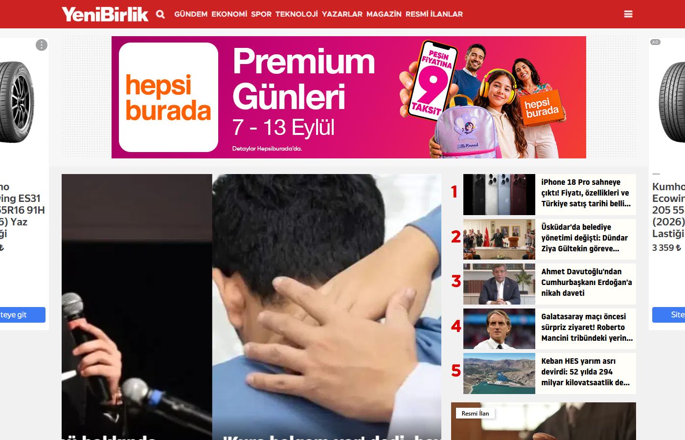 YeniBirlik ana sayfa tasarımı