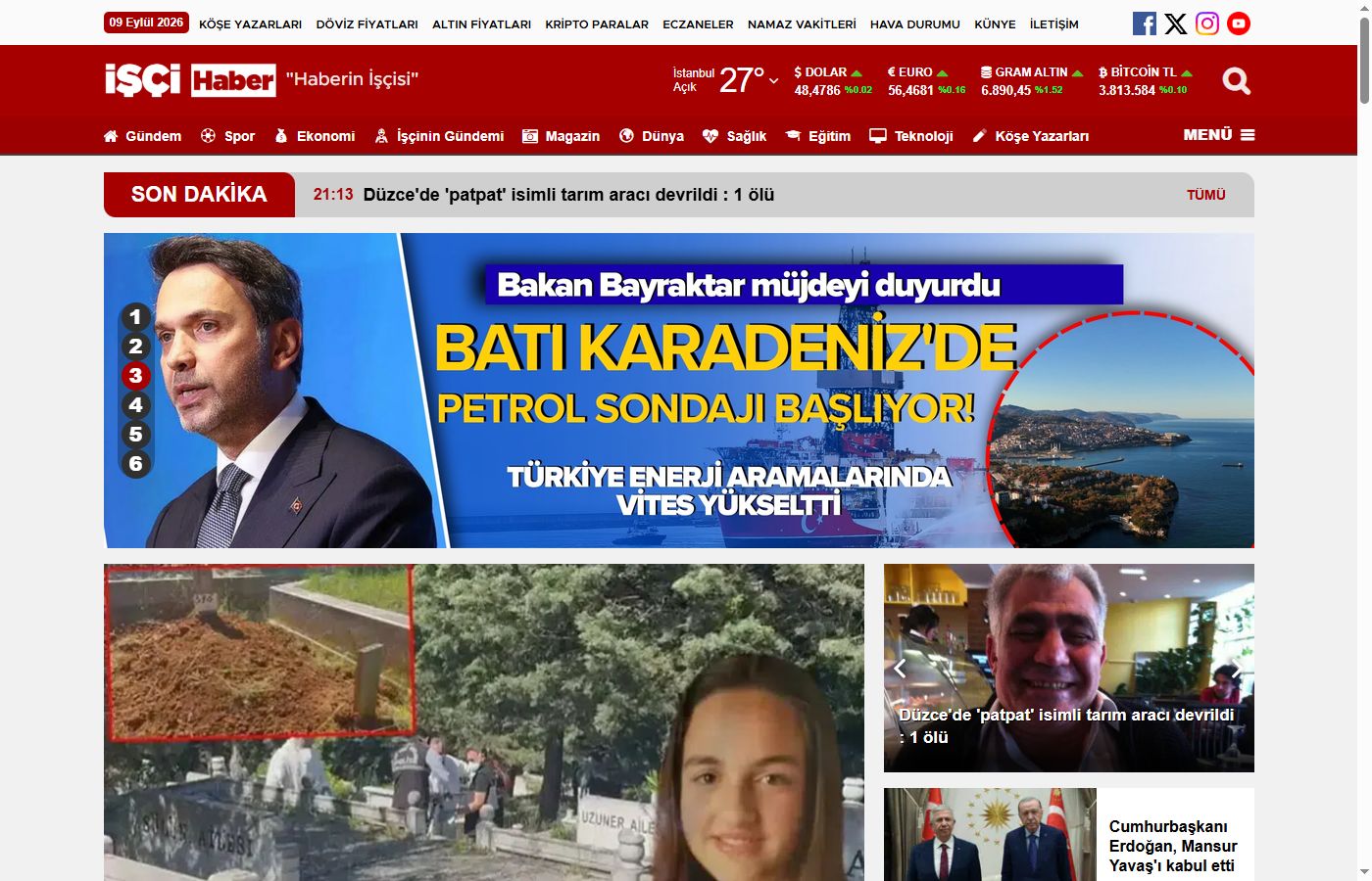 İşçi Haber ana sayfa tasarımı