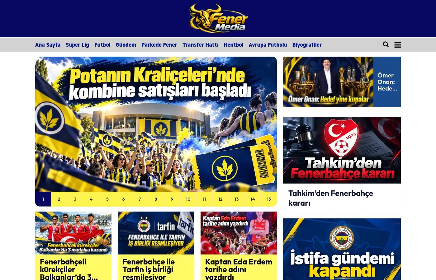 Fener Media ana sayfa tasarımı