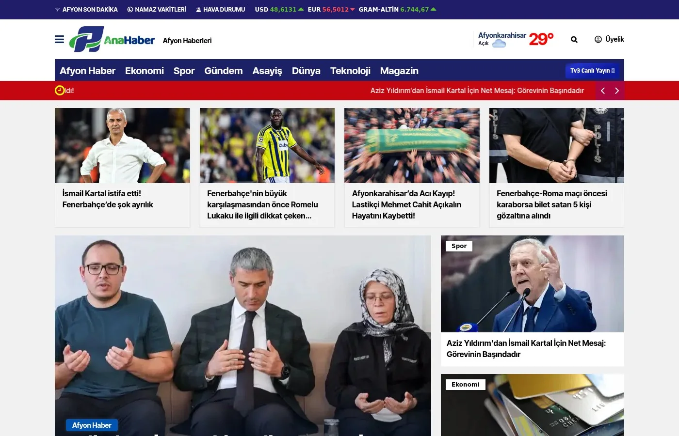 Afyon Ana Haber ana sayfa tasarımı