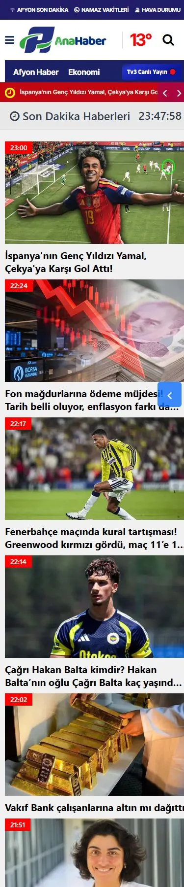 Afyon Ana Haber — Son dakika mobil ekranı