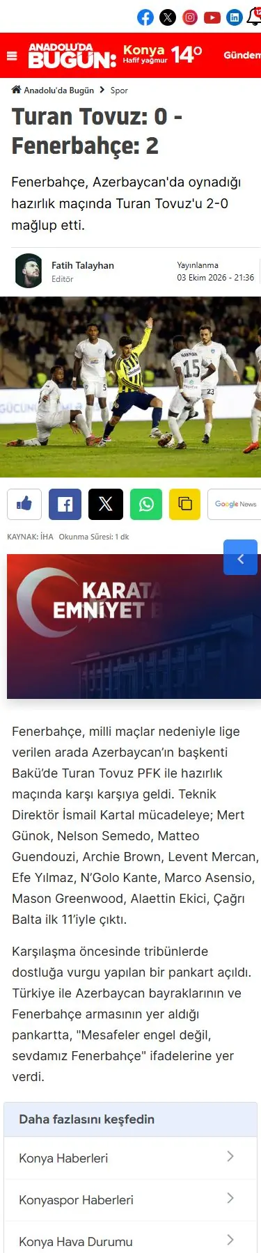 Anadolu’da Bugün — Haber detayı mobil ekranı