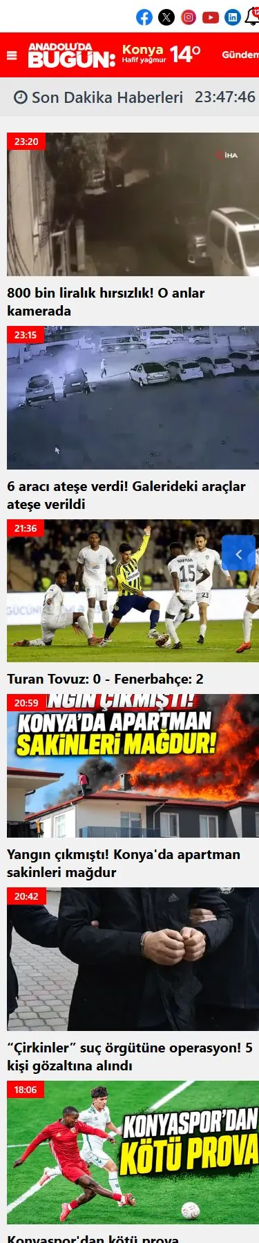 Anadolu’da Bugün — Son dakika mobil ekranı