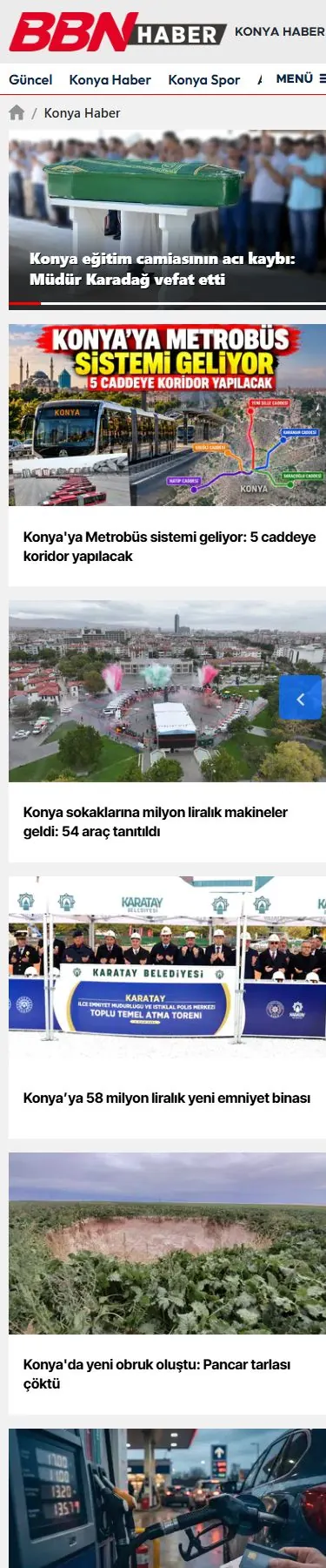 BBN Haber — Kategori mobil ekranı