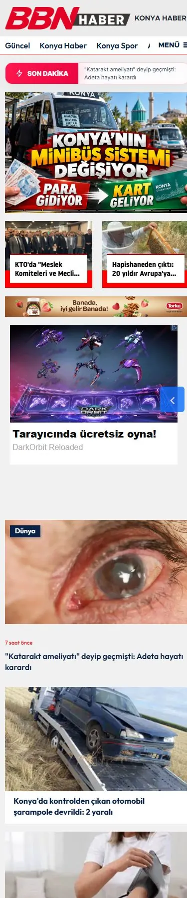 BBN Haber — Ana sayfa mobil ekranı