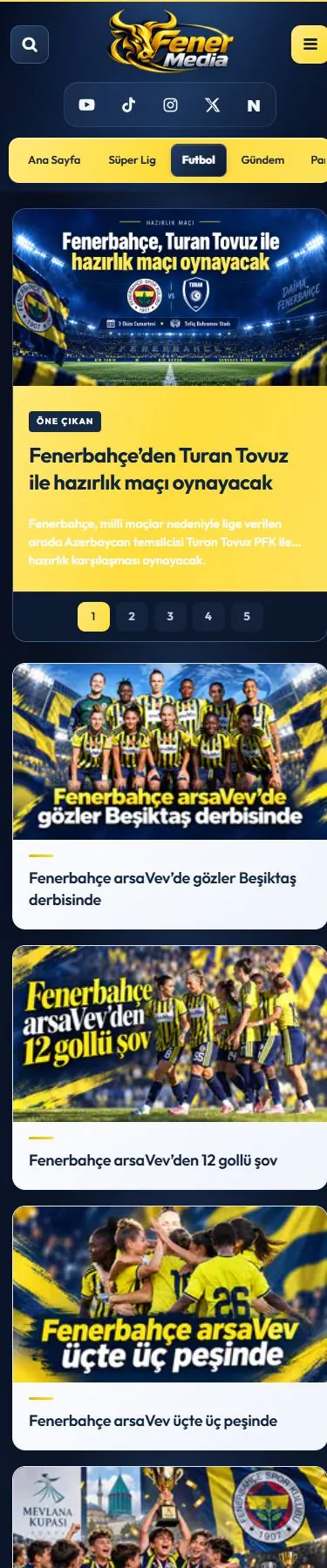 Fenermedia — Kategori mobil ekranı