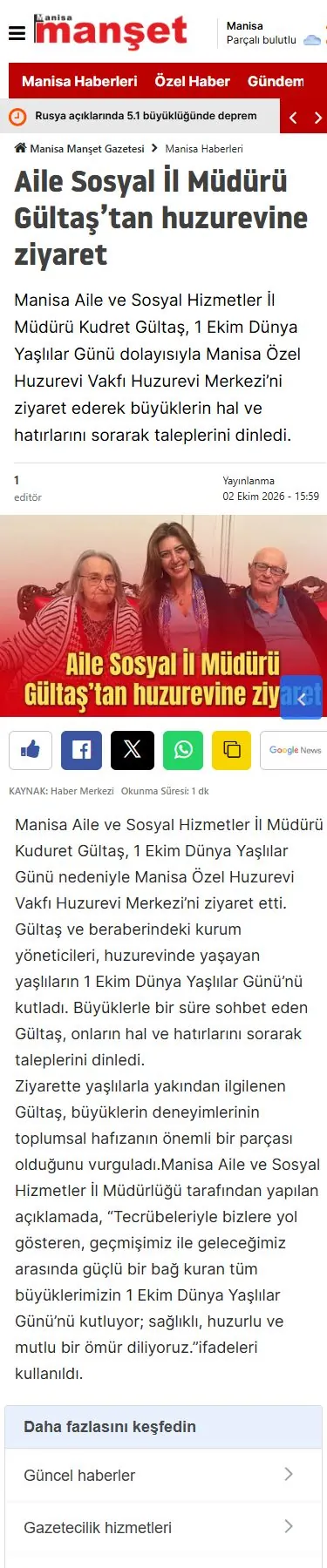 Manisa Manşet — Haber detayı mobil ekranı