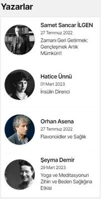 Yan Sütun Yazarlar modülünün 3 sütun · Kompakt alan grubundaki gerçek görünümü