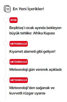 Yan Haber Listesi modülünün 3 sütun · Kompakt alan grubundaki gerçek görünümü