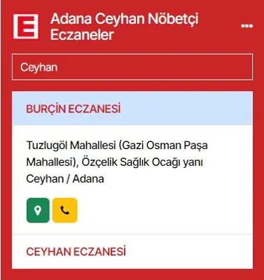 Nöbetçi Eczaneler · V2 modülünün 4 sütun · Üçlü düzen grubundaki gerçek görünümü