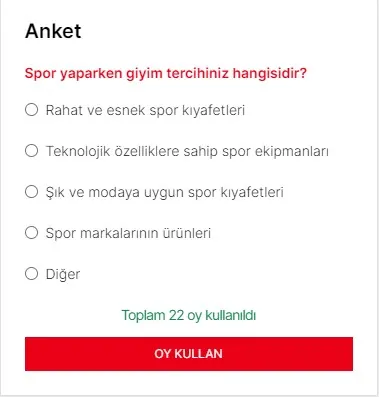Anket modülünün 4 sütun · Üçlü düzen grubundaki gerçek görünümü