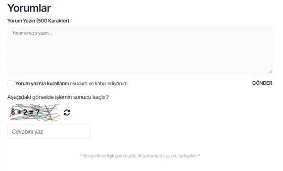 Yorumlar modülünün Haber detayı modülleri grubundaki gerçek görünümü