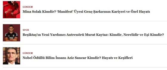Kategori Yatay Haber Listesi modülünün Ortak modüller grubundaki gerçek görünümü