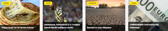 Kaydırmalı Kutu Manşet modülünün Ortak modüller grubundaki gerçek görünümü