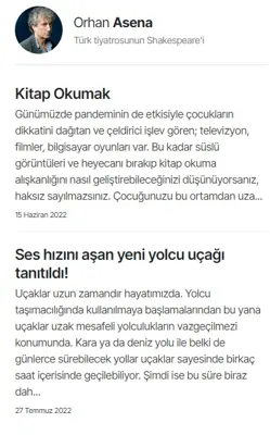 Yazar Makaleleri · V2 modülünün Yan sütun modülleri grubundaki gerçek görünümü