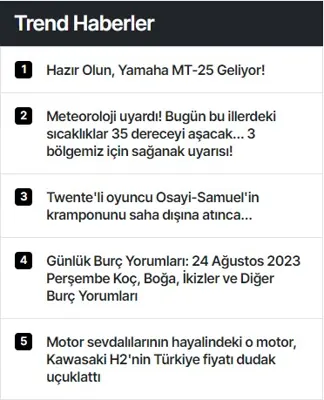 Haber Listesi modülünün Yan sütun modülleri grubundaki gerçek görünümü