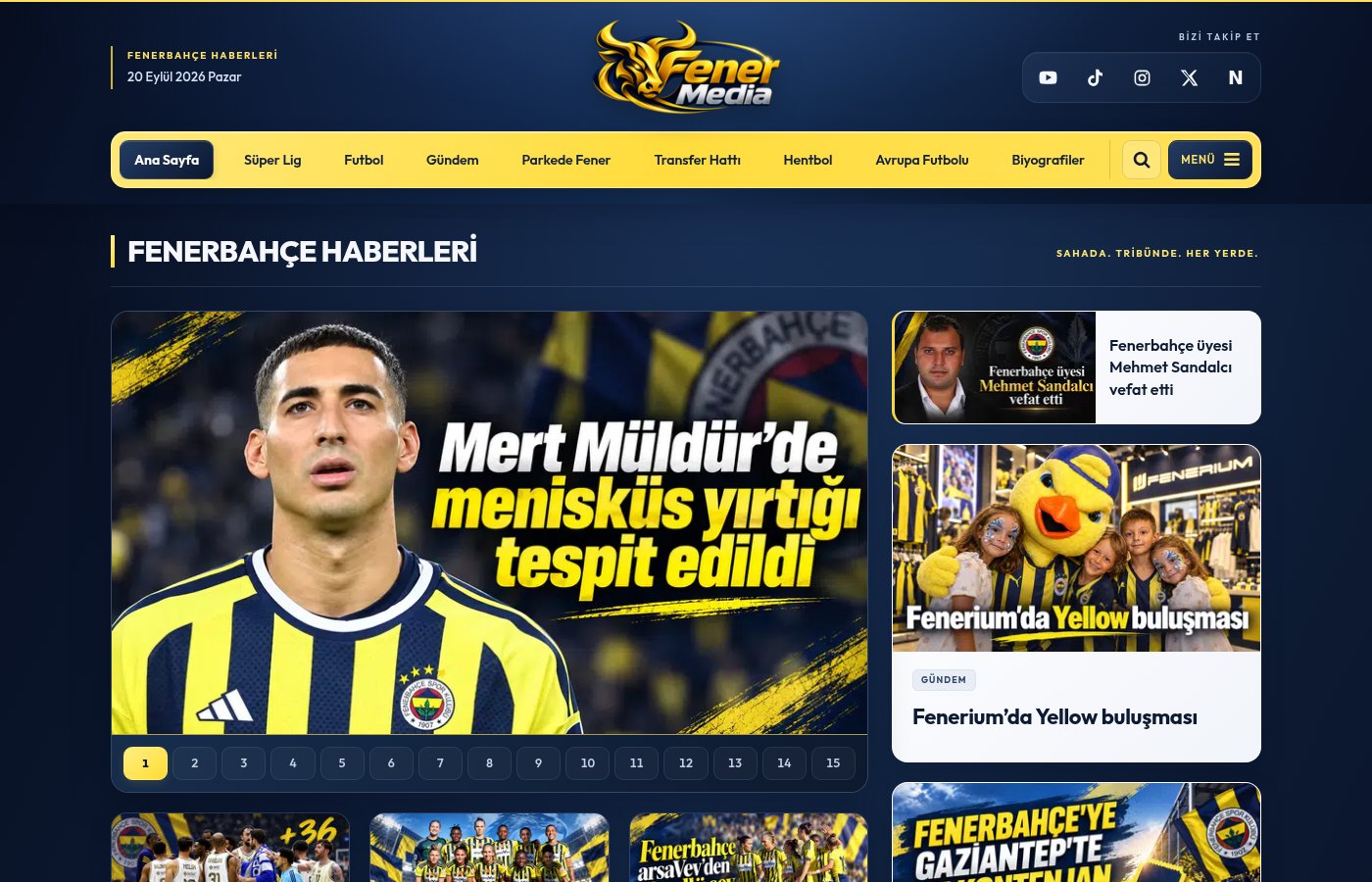 Fener Media ana sayfa tasarımı