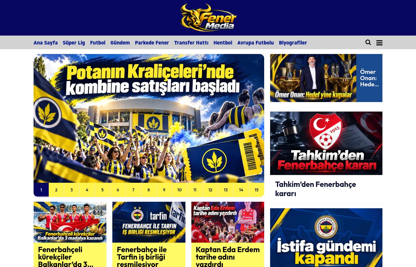 Fener Media ana sayfa tasarımı