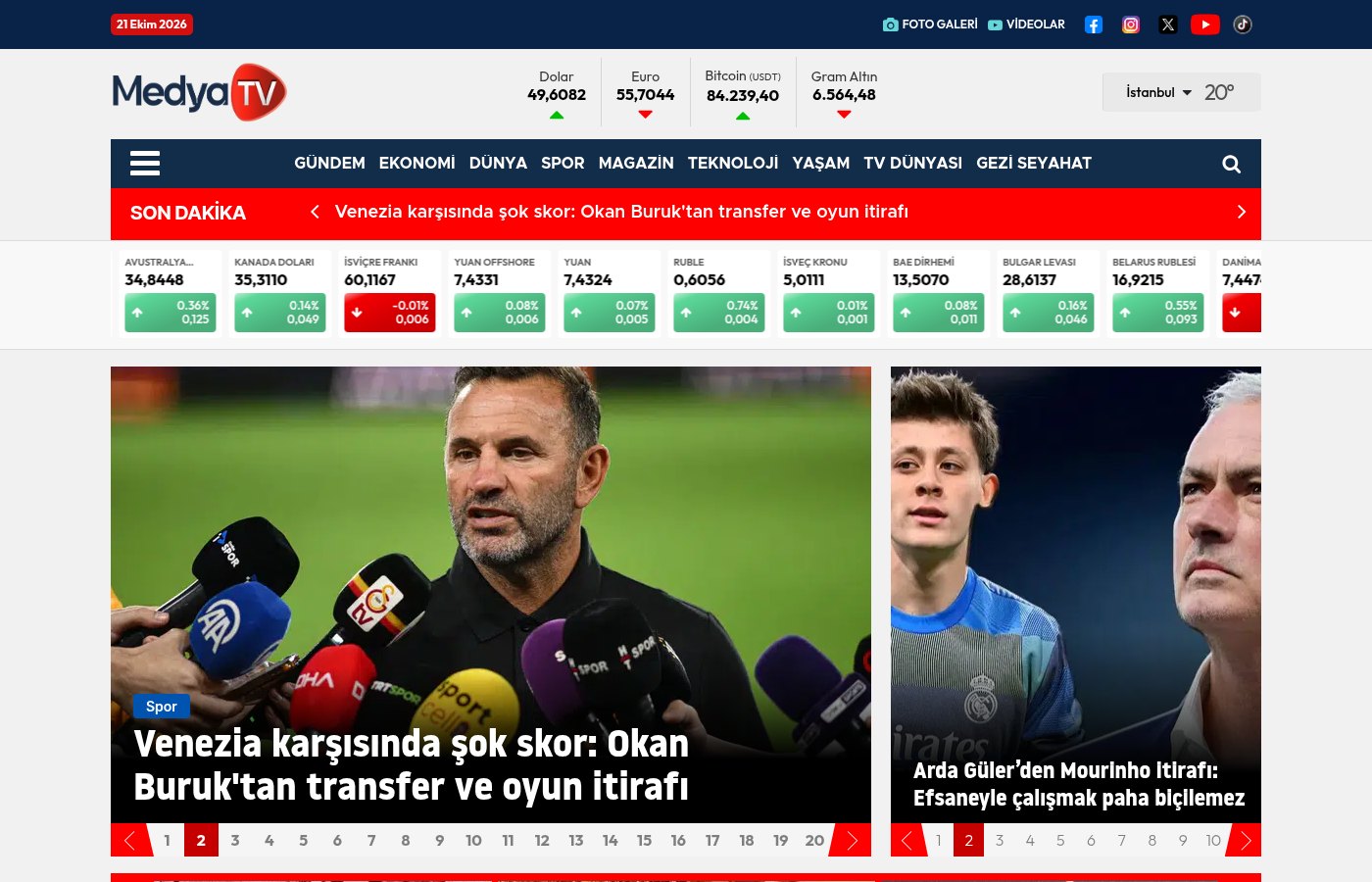MedyaTv ana sayfa tasarımı