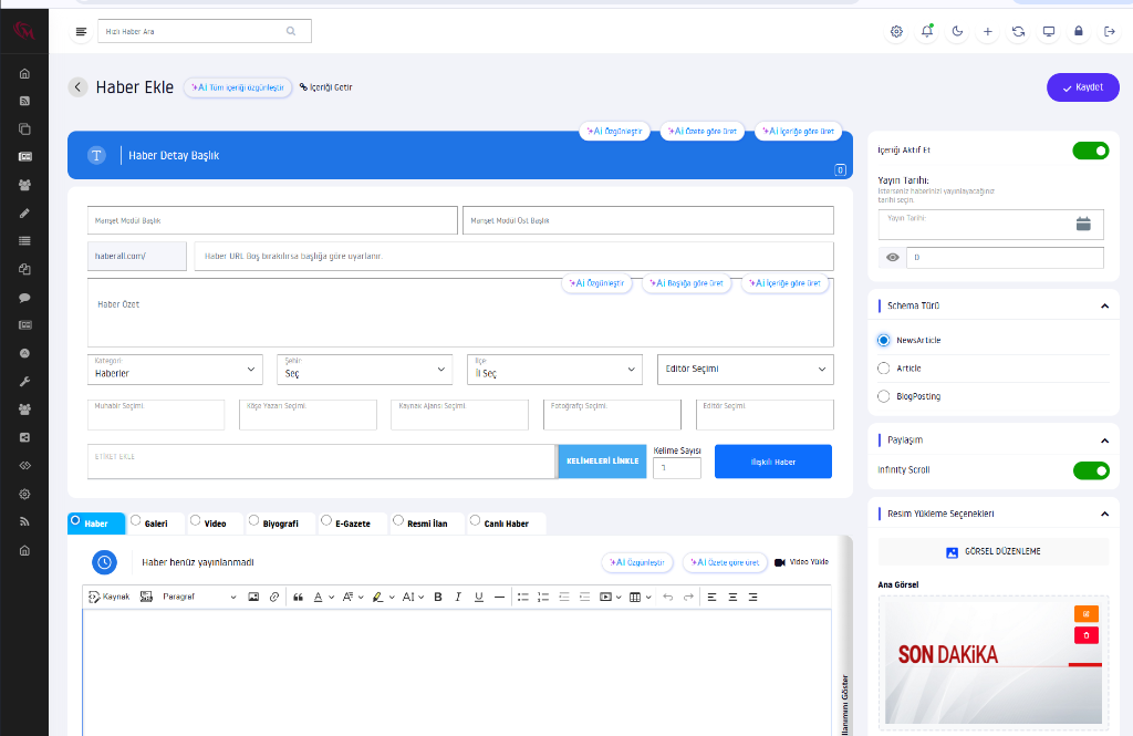 AI Editör ile SEO Uyumlu Yazım ekranı